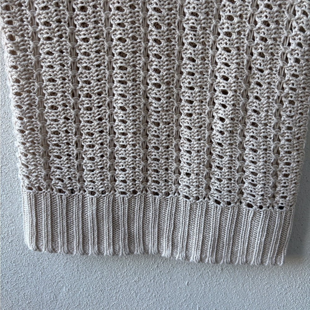 The Limited Small Linen Open Knit Crochet Cream Shirt Sleeve Sweater Boho Beach‎ - Picture 8 of 13